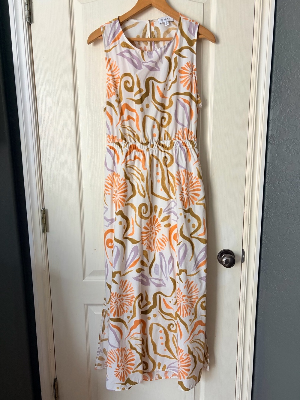 Gilli White Sleeveless Cut out back maxi dress, Floral, Size XL